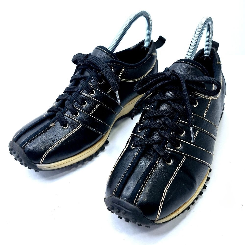 Weather Vane Contrast Stitch Leather Bowler Sneakers Cleated Rubber Soles Sz 8